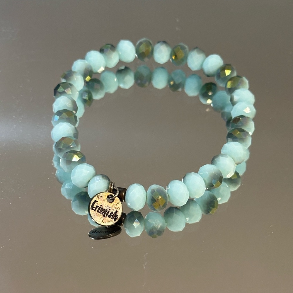 Erimish Aqua and Gold Beaded Bracelet ***Bundle 2 or more and save on shipping!!